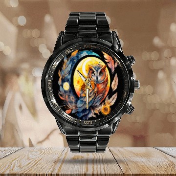 Discover Owl Pet Night Bird Eagle Owl Barn Owl Wisdom Mouse 71 Calendar Steel Band Watch