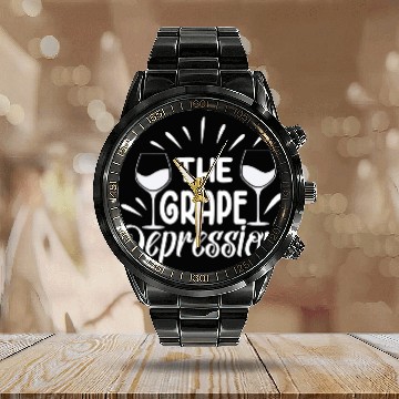 Discover Wines Fun The Grape Depression Wines Drinker Pairing Novelty Calendar Steel Band Watch