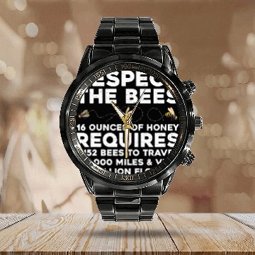 Discover Bee Keeper Art For Men Women Beekeeper Honey Bee Bumblebee Baseball Tees Calendar Steel Band Watch