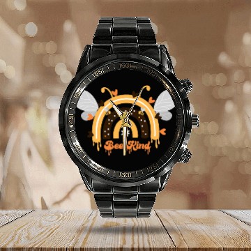 Discover Bee Kind Rainbow Boho Honey Bumble Bee Kindness Beekeeper Calendar Steel Band Watch