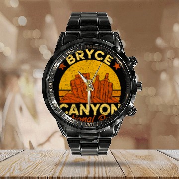 Discover Bryce Canyon National Park Lover Women Men Baseball Tees Calendar Steel Band Watch