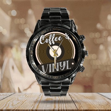 Discover Coffee Fun And Vinyl Vinyl Calendar Steel Band Watch