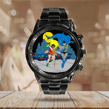 Discover Batman And Robin Midnight Gotham Retro vintages Comic Run Calendar Steel Band Watch