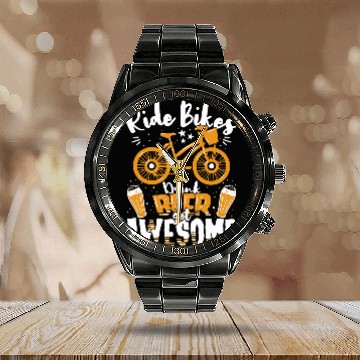 Discover Beer Fun Beer Funny cycling beer drinking becomes unique Baseball Tees Calendar Steel Band Watch