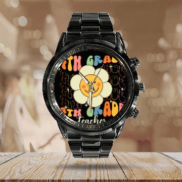 Discover Smile Flower 4th Grade Teacher Back To School Fourth Grade Calendar Steel Band Watch
