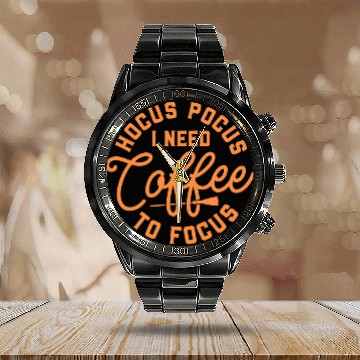 Discover Coffee Fun Hocus Pocus Need Coffee to Focus Women s Halloween Calendar Steel Band Watch