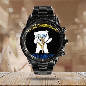 Discover Bear Pet Extra Chromosome Extra Awesome Bear Down Syndromes Awareness Baseball Tees Calendar Steel Band Watch