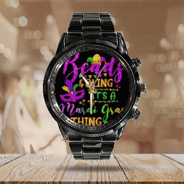 Discover beads and bling its a mardi gras thing fun colorful Calendar Steel Band Watch