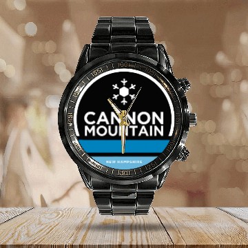 Discover Cannon Mountain New Hampshire NH Snowflake Graphic Calendar Steel Band Watch