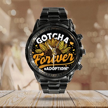 Discover Gotcha Forever Adoption Announcement Gotcha Day Sunflower 1 Calendar Steel Band Watch