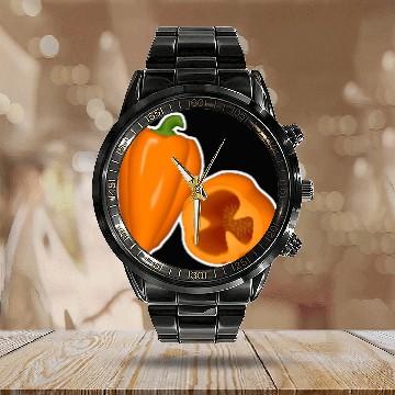 Discover Habanero Pepper Chef Veggie Zip Calendar Steel Band Watch