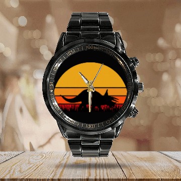 Discover Triceratops Dinosaur Dino Archeologist Archeology Jurassic Calendar Steel Band Watch