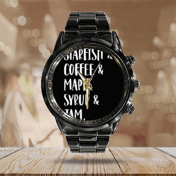 Discover Coffee Fun Starfish Coffee Maple Syrup Jam Calendar Steel Band Watch