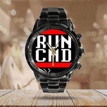 Discover Funny Nerdy Run CMD DOS Command Prompt Computer Programmer Calendar Steel Band Watch