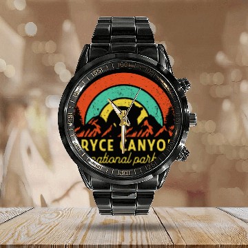 Discover Bryce Canyon National Park Retro Sunset vintages 3 Calendar Steel Band Watch