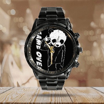 Discover Panda Pet Game Over Panda Costume Goth Gamer Dark Punk Baseball Tees Calendar Steel Band Watch