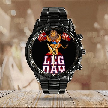 Discover Lion Pet Leg Day lion Weight Lifting Squat Gym Training Baseball Tees Calendar Steel Band Watch