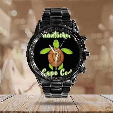 Discover Turtle Pet distressed nantucket island cape cod summer vacation turtle Baseball Tees Calendar Steel Band Watch