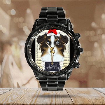 Discover Dear Santa I Can Explain I Christmas Australian Shepherd Zip Calendar Steel Band Watch