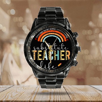 Discover Substitute Teacher Appreciation Sub Teacher Rainbow Calendar Steel Band Watch