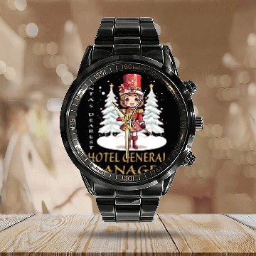 Discover Hotel General Manager Christmas Classic Female Nutcracker Baseball Tees Calendar Steel Band Watch