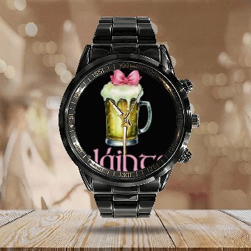 Discover Beer Fun Coquette Slainte Green Beer Pink Bow St Patrick s Day Baseball Tees Calendar Steel Band Watch
