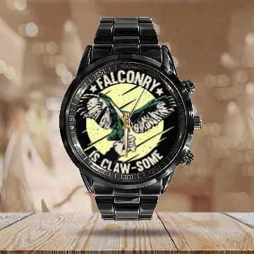 Discover FALCONRY Falcon Bird Hunting Calendar Steel Band Watch