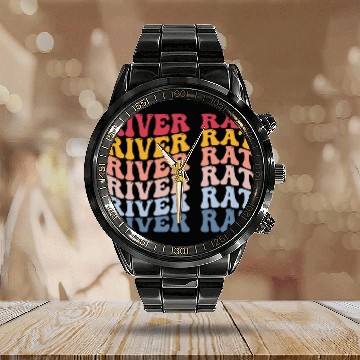 Discover Funny River Kayaking Funny Kayaker River Rat Calendar Steel Band Watch