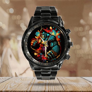 Discover Gorilla Boxer Splash Graffiti Graphic Baseball Tees Calendar Steel Band Watch