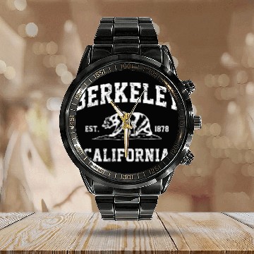 Discover Bear Pet Berkeley californias CA Retro vintages Cali Bear Republic Calendar Steel Band Watch