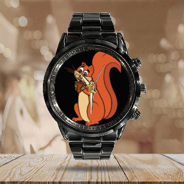 Discover Squirrel Pet Eating Nuts Funny Rodent Forest Animal Lovers Baseball Tees Calendar Steel Band Watch