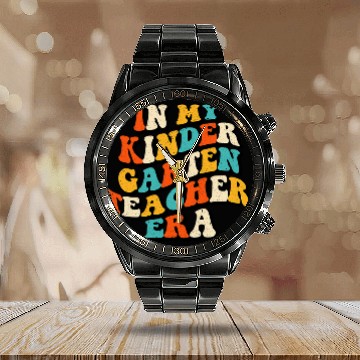Discover in my kindergarten teacher era kinder groovy Baseball Tees Calendar Steel Band Watch