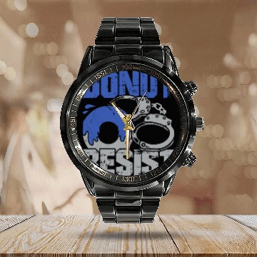Discover Donut Resist Design for a Police Officer Calendar Steel Band Watch