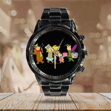Discover Bear Pet Yogi Bear Marching to the Picnic Calendar Steel Band Watch