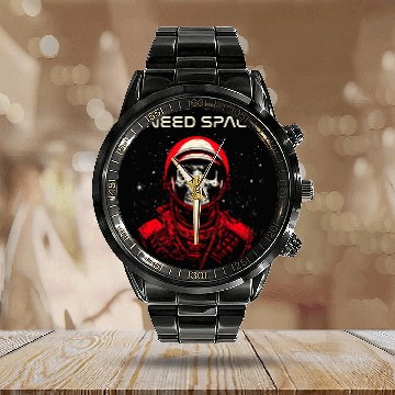 Discover I Need Space Skeletons Skull Astronaut Zip Calendar Steel Band Watch