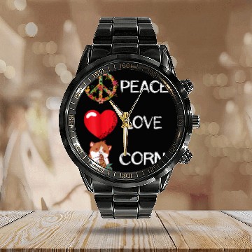 Discover Hamster Pet Corn Hamster Guinea Pig Maize Crop Corn Lover Love Peace Calendar Steel Band Watch