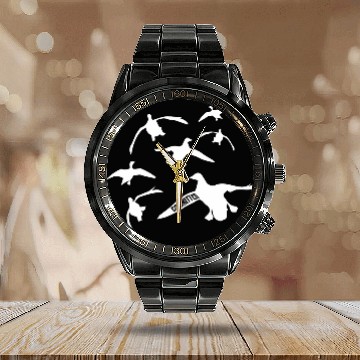 Discover Goose Duck Hunting Seven Drakes Committed Waterfowl Hunter Calendar Steel Band Watch