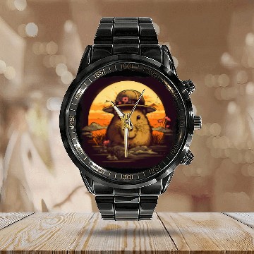 Discover capybaras Pet Sunrise 1 Calendar Steel Band Watch