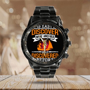Discover Columbus Day Cristofo Colombo 2 Calendar Steel Band Watch