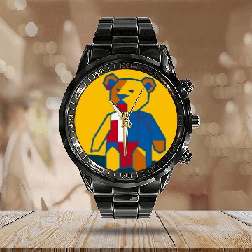 Discover Bear Pet Constructivist Teddy Bear Calendar Steel Band Watch
