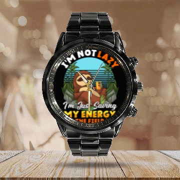Discover Funny Sloth Im Not Lazy Just Saving My Energy For Field Day Baseball Tees Calendar Steel Band Watch