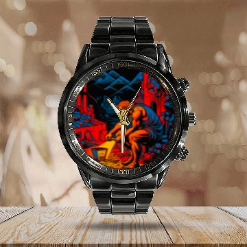 Discover Hephaestus Greek Mythology God of Fires Blacksmith Calendar Steel Band Watch