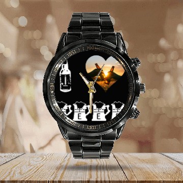 Discover Beer Fun I Love Beer 3 Calendar Steel Band Watch