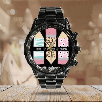 Discover Love Teach Inspire Substitute Teacher Substitute Teaching Calendar Steel Band Watch