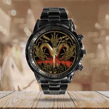 Discover Dragon Pet King Ghidorah art sunset japanese Calendar Steel Band Watch