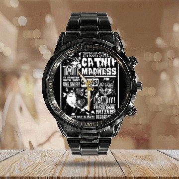 Discover Catnip Madness Cute Kitten Cat Lover Gift for Cat Owners Calendar Steel Band Watch