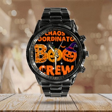 Discover Chaos Coordinator Boo Crew Pumpkin Funny Halloween Spider Calendar Steel Band Watch