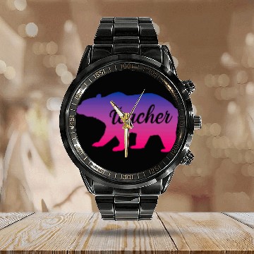 Discover Bear Pet Bisexual Teacher Bear LGBTQ Bisexual Pride Baseball Tees Calendar Steel Band Watch