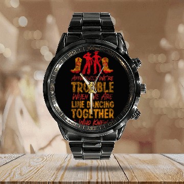 Discover Line Dancing Dance Teacher Friends Besties Buddies Calendar Steel Band Watch