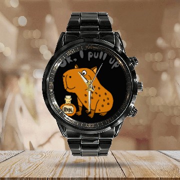 Discover capybaras Pet Smilemoretees Funny capybaras Drinking Rum Cartoon Calendar Steel Band Watch